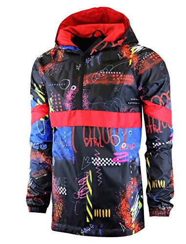 Image of Screenshotbrand Lightweight Hooded Water Resistant Windbreaker - Zip-up Fashion Map Print Rain Jacket