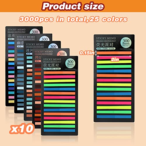Juome 3000Pcs Highlighter Tape, Transparent Sticky Page Markers Tabs, Morandi Index Tabs Clear Highlighter Strips Flags Stickers, Book Tabs For Annotating Books Aesthetic Office School Study Supplies #TOP3