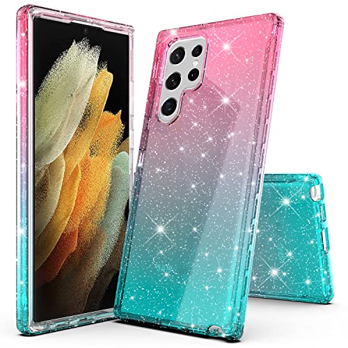 Coque Galaxy S22 Ultra paillettes rose bleu pour briller en soirée