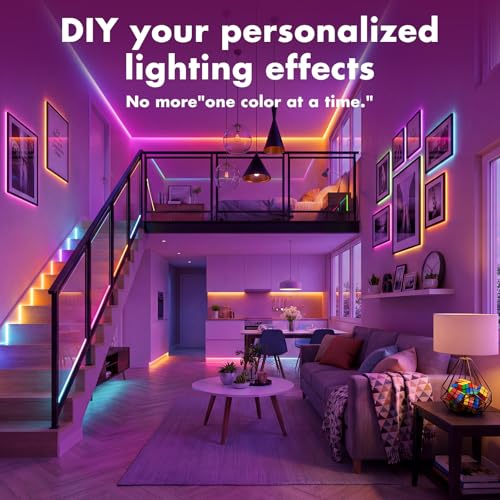 Image of LED Lights for Bedroom, 50FT IC RGB LED Strip Lights, Color Changing, Multiple Colors Chasing Effects, APP & Remote Control, Timer Function, Music Sync Lights for Party, Home Decor