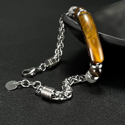 Bracelet for Men Stainless Steel Bracelet Hypoallergenic Sliver Link Bracelets Fade-Resistant, Adjustable Link Chain Design, Gift for Men