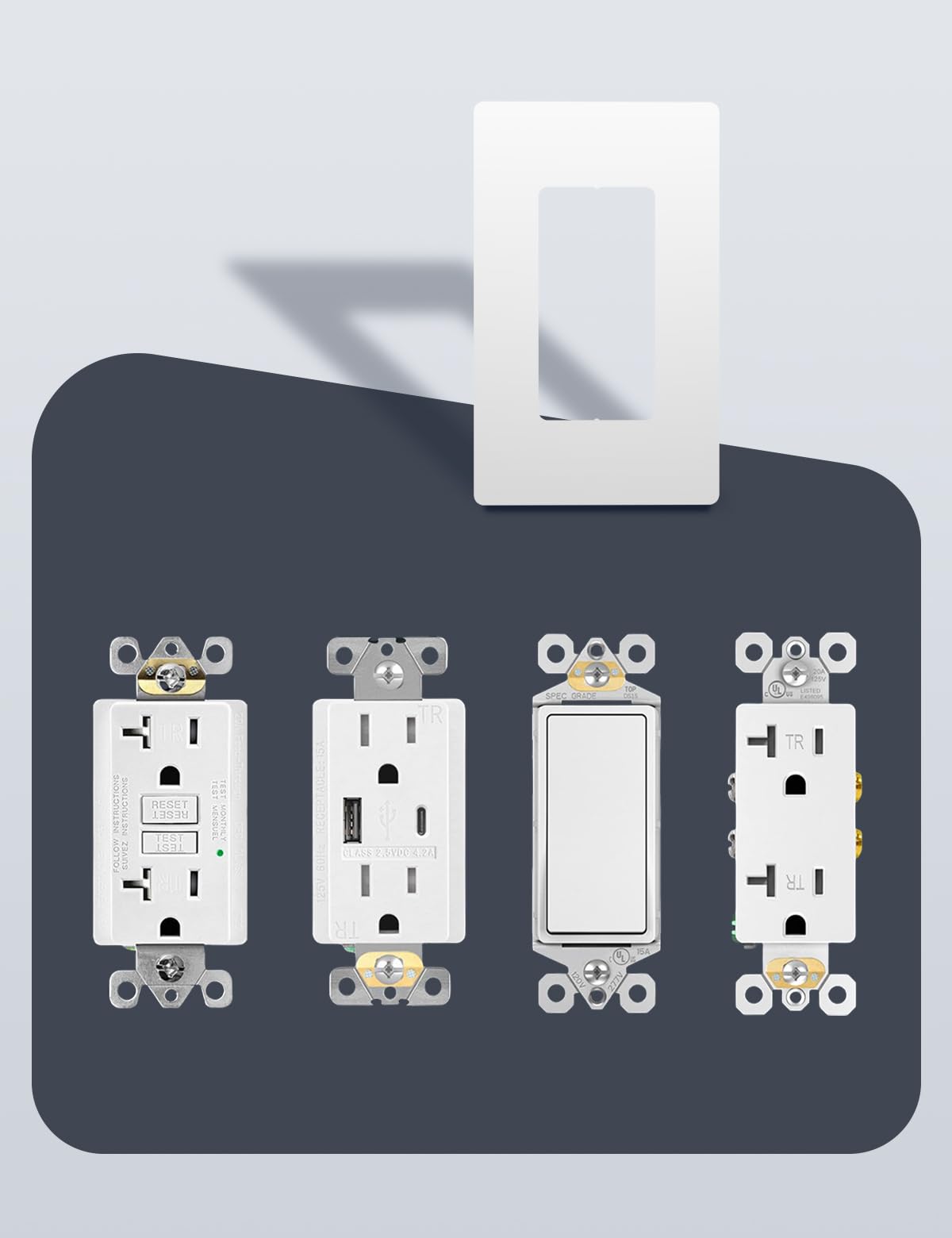 Screwless Wall Plates - Matte White 10 Pack -6 Screwless Wall Plates - Matte White 10 Pack -6
