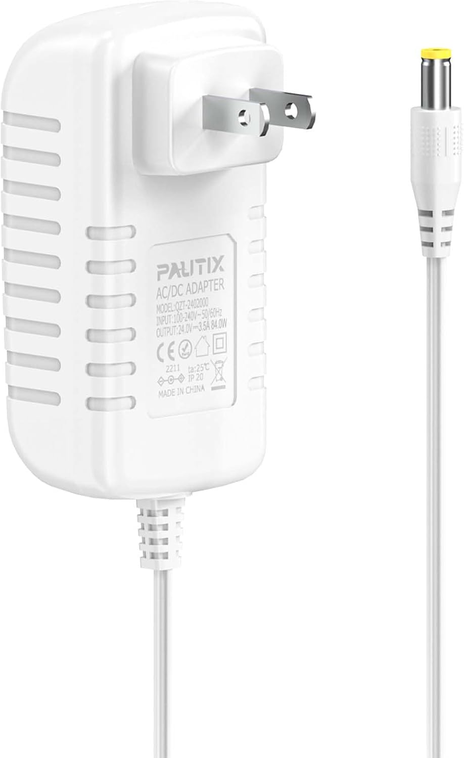 PAUTIX 24V DC Power Supply Adapter 24Volt 3.5A 84W AC to DC Converter Transformer 100-240V AC Input with 5.5 x 2.1mm US Plug for LED Strip, CCTV Camera PAUTIX 24V DC Power Supply Adapter 24Volt 3.5A 84W AC to DC Converter Transformer 100-240V AC Input with 5.5 x 2.1mm US Plug for LED Strip, CCTV Camera