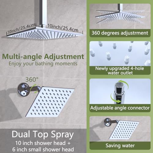 Ensemble de douche 2 fonctions avec double pluie 25,4 cm et 15,2 cm et écran LED