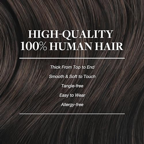 Image of GOO GOO Clip in Hair Extensions Real Human Hair, Remy Human Hair Extensions Clip ins for Women, Natural Human Hair, 18inch 150g 9Pcs, 2 Dark Brown