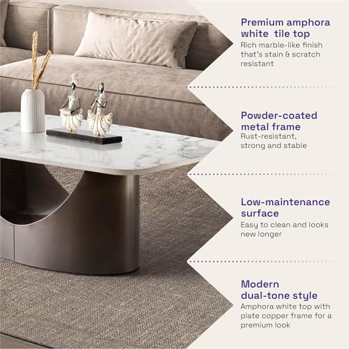 Image of Wakefit Center Table | 1 Yr Warranty | Coffee Table for Living Room Wooden, Tea Table for Living Room Wooden, Sofa Table, Free Installation from Brand, Modern Multi-Functional & Wobble-Free(Colmbian)