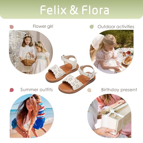 Image of Felix & Flora Toddler Girl Sandals - Little Girl Easter Dress Shoes Lightweight Open Toe Beach Holiday Flats