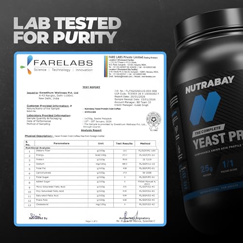 Image of Nutrabay Fermented Yeast Protein Powder - 1kg, Cold Coffee | 25g Protein, 6.7g BCAA | 9 EAAs | PDCAAS 1 | Gut Friendly | Superior Muscle Growth | Higher Absorption | Sugar, Lactose & Soy Free