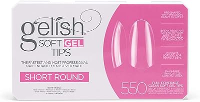 Gelish Soft Gel Nail Tips, 550 Count - Short Round, Gel Tips, Soft Gel For Gel Nails, Nail Tips For Manicures, Gel Nail Tip Extensions