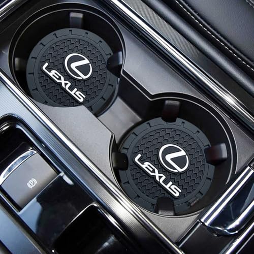 Image of YUIQIEUY Car Cup Holder Coaster for Lexus Recessed Silicone Cupholder Coaster Interior Accessories 2.75in 2Pack Black