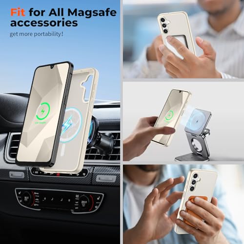 Image of SUPFINE Magnetic for Samsung Galaxy A16 5G Case with Screen Protector, (Built-in Magnets) (Military Grade Drop Protection) Slim Translucent Shockproof Phone Case,Stone