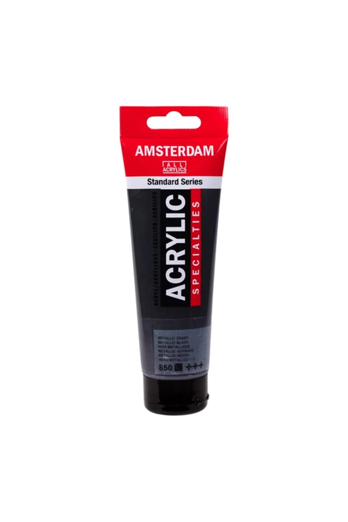 Amsterdam Standard Series Acrylic Paint Metallic Black 850, 120 ml, Opaque Lightfast, Satin Finish, Versatile High-Quality Pigments