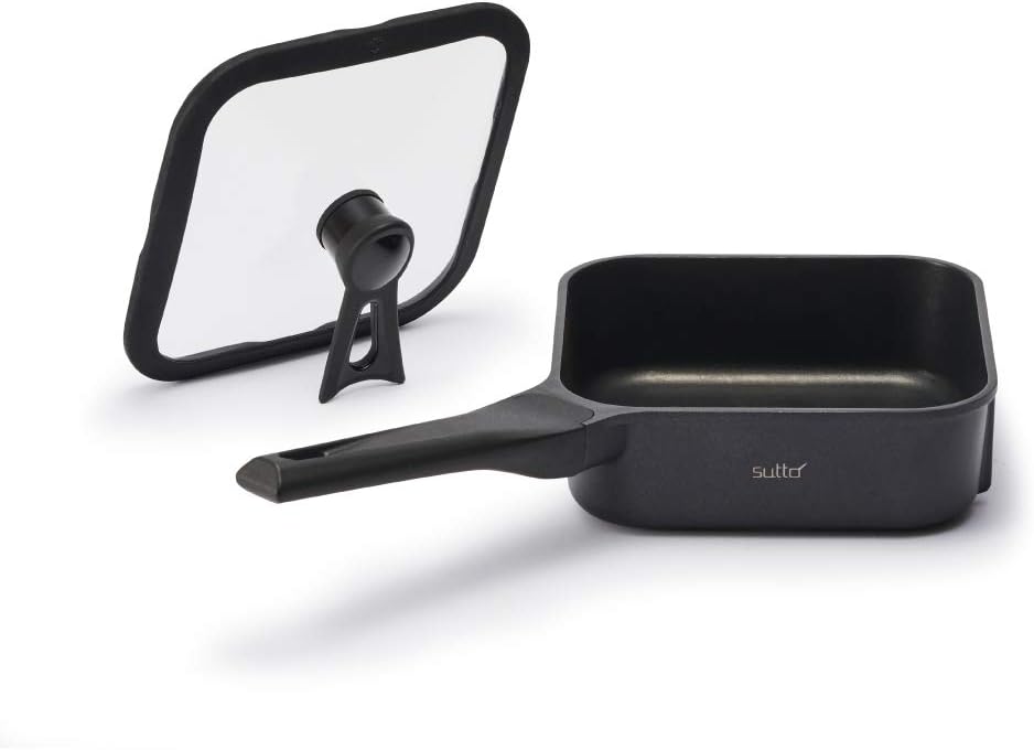 Sutto Square Frying Pan, 7.1 x 2.4 inches (18 x 6 cm), Black, Deep Type, Doshisha