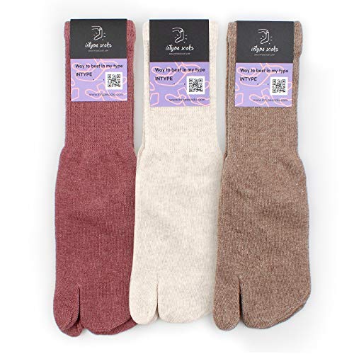 Womens tabi geta shoes socks ankle (Crew 3 Pairs) YH color3