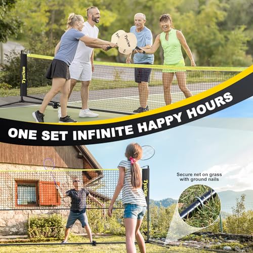 image for Portable Pickleball Badminton Net Set, TYRSEN 17FT Adjustable Heights 