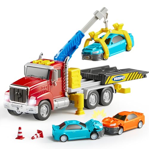 VROOMIX 3-in-1 Abschleppwagen Spielzeug ab 3 Jahre Junge Baufahrzeug Bagger Spielzeug Lichter und Geräusche Geschenkspielzeug für Jungen ab 3 Jahren