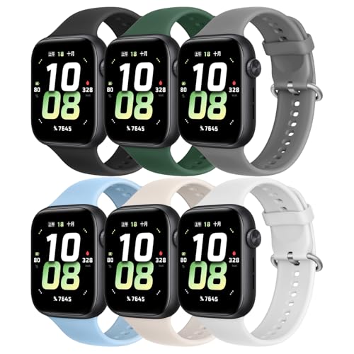 ExtraFortunato Replacement Bands for Honor Watch 5, Silicone Straps for Men Women (D (Pack of 6))