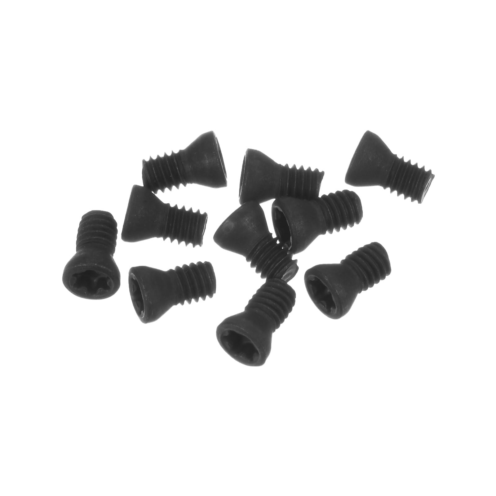 sourcing map 10pcs Torx Screw M2.5x5mm 12.9 Grade Round Flat Head with T8 Torx Wrench Screwdriver for Replaces Carbide Insert Cutters CNC Lathe Tool, Black