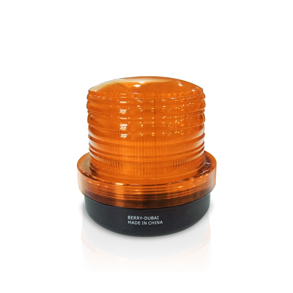 Berry Rotating Beacon Warning Light Orange 220V with PPC Cover with 360° Visibility and Bright 64 LEDs
