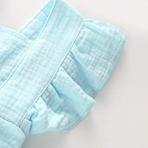 Bowanadacles Newborn Baby Girl Romper Jumpsuit Cotton Linen Sleeveless Ruffled Bodysuit Infant Summer Clothes Outfits (90(6-12M), Light Blue) #TOP3