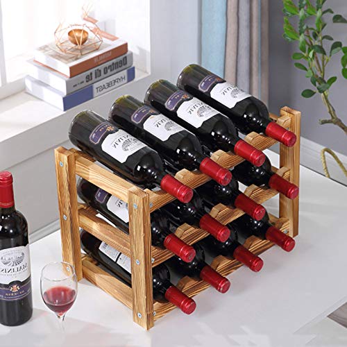 Estante para vino de madera de pino, 3 niveles, 12 botellas miniatura 1