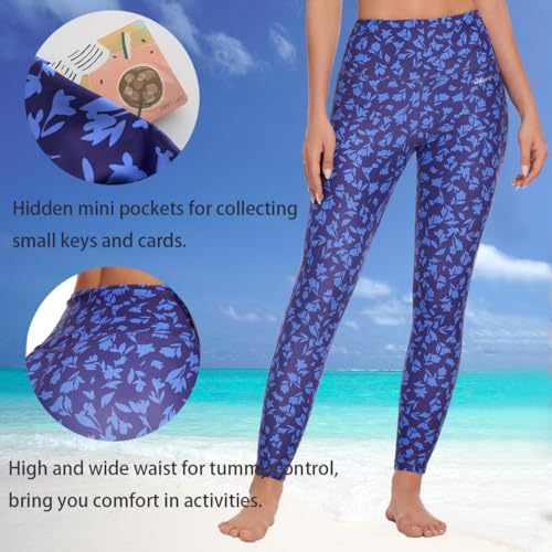 image for Ubestyle UPF 50+ High Waist Women's Printed Swim Pants Swim Leggings B