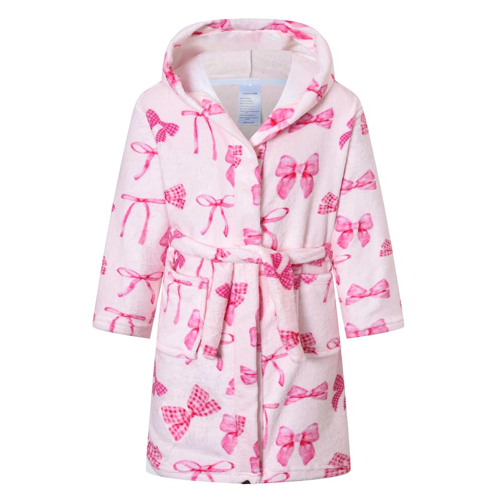 DNggAND Boys Girls Bathrobes,Toddler Boy Girl Robes,Children's Plush Soft Coral Fleece Hooded Pajamas Sleepwear for Kids