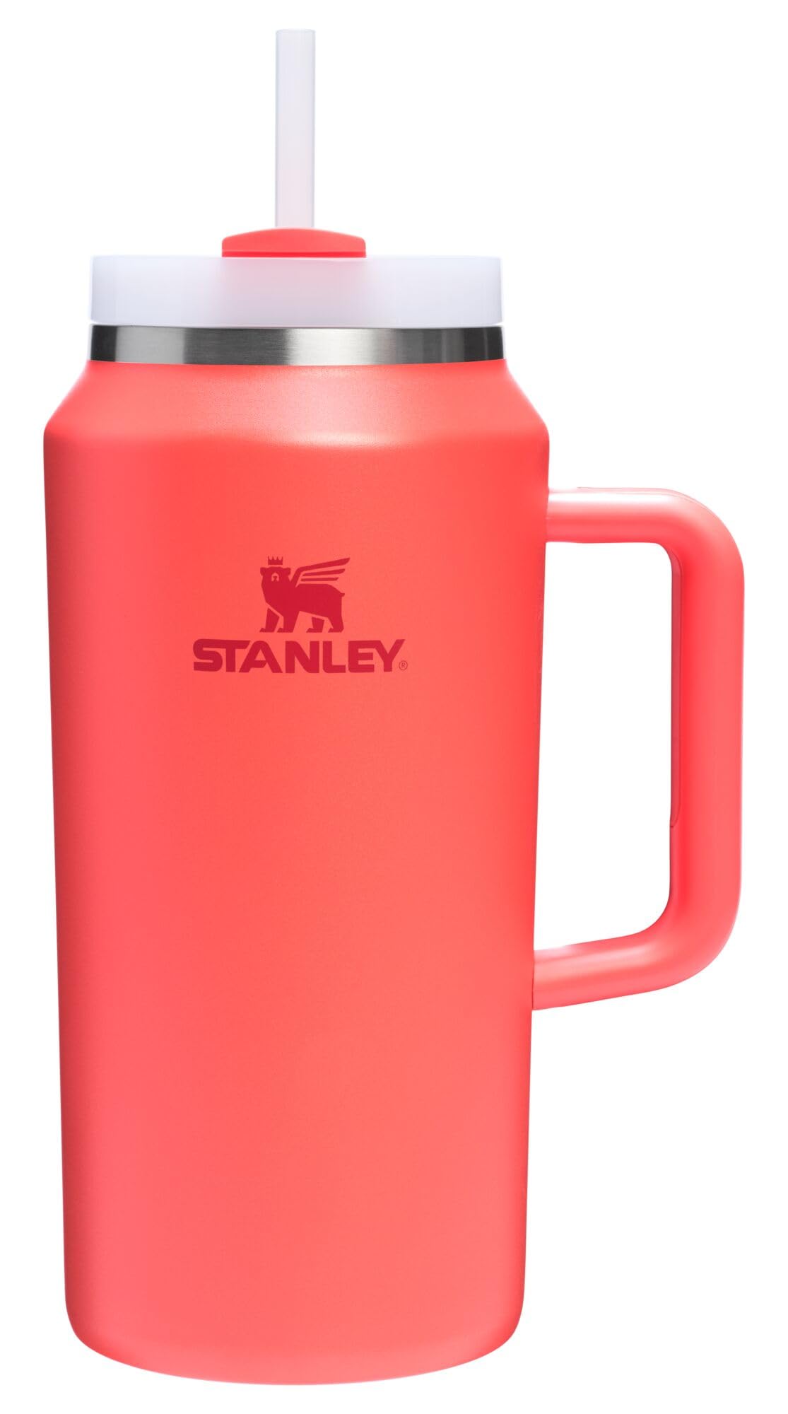 Stanley Quencher H2.0 Tumbler with Handle & Straw 64 oz | Flowstate 3-Position Lid | Large Capacity for Travel & Sports | Insulated Stainless Steel Cup | BPA-Free | Hot Coral