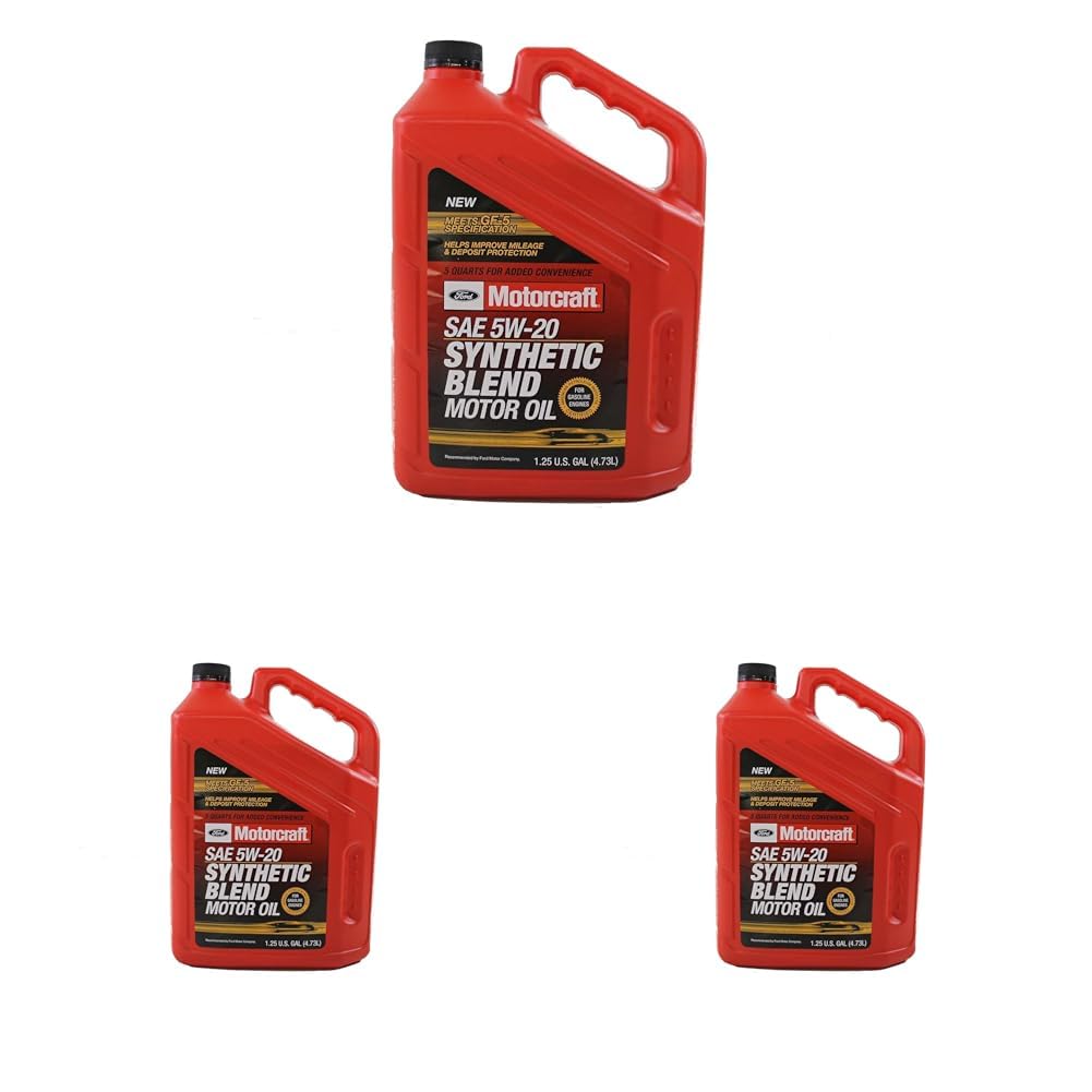 Genuine Ford Accessories (XO-5W20-5QSP) SAE 5W-20 Premium Synthetic Blend Motor Oil - 5 Quart (Pack of 3)