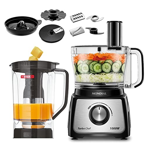 MONDIAL Multiprocessador Turbo Chef 9 em 1, Preto, 1000W, 110V - MPN-01-BF