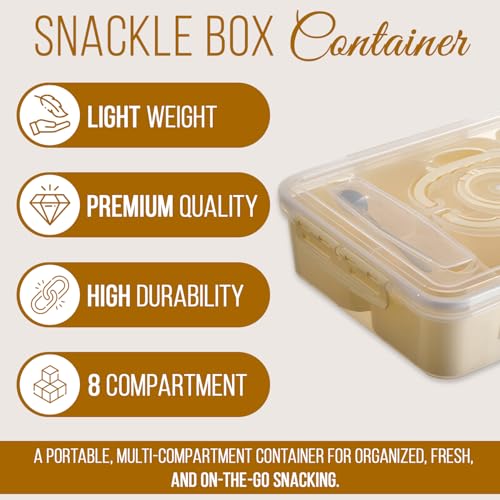 Primique 8-Compartment Divided Serving Tray with Airtight Lid - Spoon & Fork Included - Multi-Compartment Kitchen Food Storage Snack Box Container for Fruits, Vegetables, Kitchen Storage - Image 3
