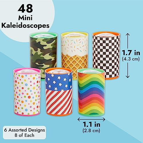Blue Panda Set Of 48 Mini Kaleidoscope Prism Toys For Kids, Bulk Birthday Party Favors, Vintage-Style Retro Tube (6 Designs, 1.7X1.1 In) #TOP3