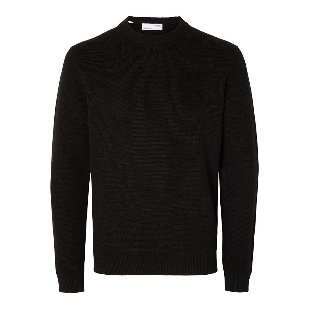 SELETED HOMME SLHDANE LS Knit Structure Crew Neck Noos, Black, XL