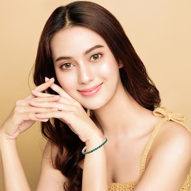 18k Rose Gold Plated Round Adjustable Tennis Bracelet, 7 Cttw Emerald Birthstone Jewelry, Gift for Women – Paris Jewelry® - Image 3