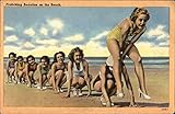 Frolicking Beauties on the Beach - Playing Leap Frog Swimsuits & Pinup Original Antique Postcard
