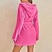 Sdwingk Short Plush Robe for Women with Pockets Mid Length Bathrobe Fuzzy Fleece Robes Cozy Soft Nightgown Winter Sleepwear
