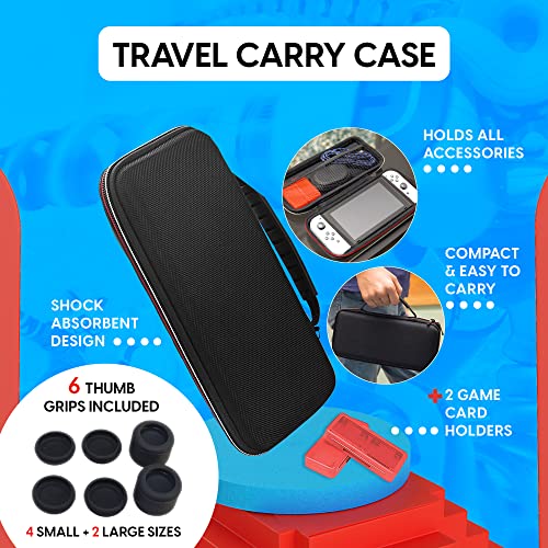 Image of TalkWorks Super Combo Pack Accessories for Nintendo Switch OLED - 2 Grips, 2 Wheel Controller Grips, 2 Game Card Holders, 1 Charging Dock, Thumb Grips, USB-C Cable, Universal Stand, Screen Protector