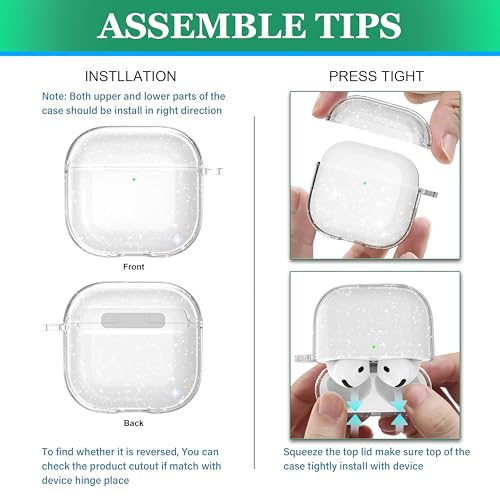 Image of for AirPods 4th Generation Case Cover 2024, Military-Grade Shockproof, Soft TPU Highly Transparent Anti-Yellowing for AirPods 4 Case with Cleaning Kit & Cute Round Buckle, Gitter
