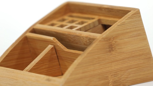 Relaxdays brievenbak bamboe, bureau organizer voor A4, 5 vakken, sorteerbak brieven, HBD: 23,5 x 32,5 x 24 cm, natuur