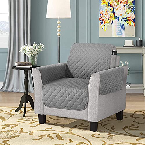 Image of TAOCOCO Armchair Cover Chair Slipcover for Dogs, Durable Pet Cover for Chair Sofa with Elastic Straps, Anti-Skid Washable Furniture Protector Cover for Living Room Armchair (22'' Small, Light Gray)