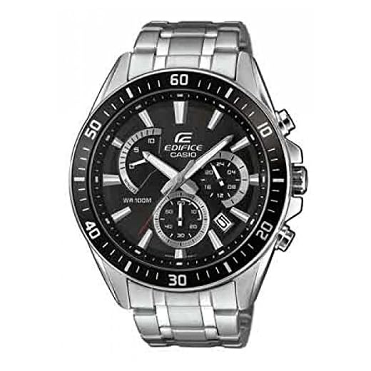 Casio EDIFICE Reloj en caja sólida, 10 BAR, Negro, para Hombre, con Correa de Acero inoxidable, EFR-552D-1AVUEF