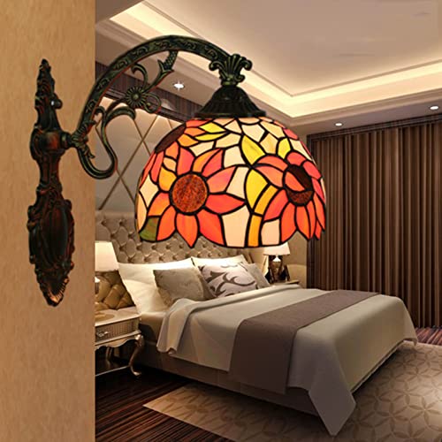 Apliques de pared de vidrieras con elegante diseño de girasol estilo Tiffany 2