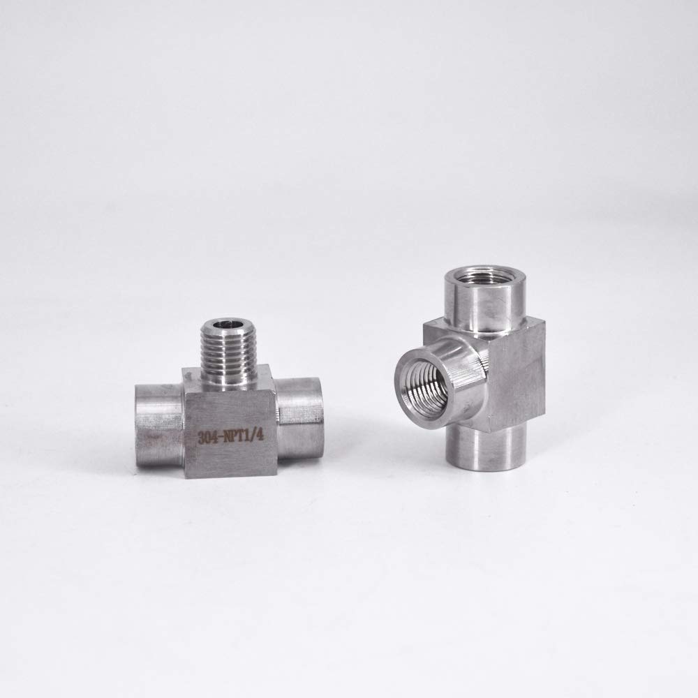 1PC 1/8" 1/4" 3/8" 1/2" NPT Female Male Tee 3 Ways SS 304 Stainless Steel Pipe Fitting Connector Splitter Block High Pressure(BSP,Male-Female-Male_1/2")
