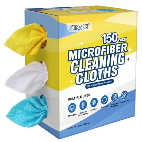 Image of UNIMADE Microfiber Cleaning Cloth, 150 Pack Microfiber Towels for Cars