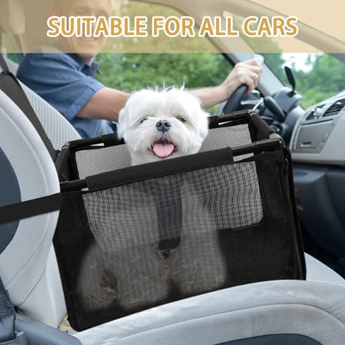 Image of Dog Car Seat Foldable Dog Car Booster Seat Waterproof Breathable Oxford Travel Bag for Small to Medium Dogs, Puppies, and Pets-Pure Black-Upgrade