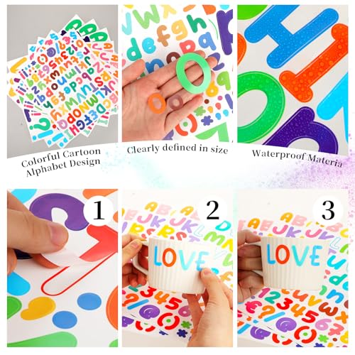 476 Pieces 8 Sheets Colorful Letters Stickers, 1 inch 2 inch Self Adhesive Alphabet Numbers Stickers, Waterproof Vinyl Letter Decals for Helmet Mailboxes Scrapbook Poster DIY Decoration Arts Crafts - Image 3