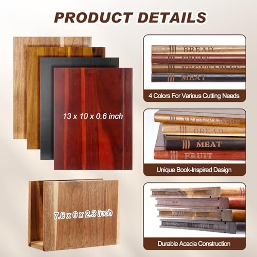 Set 4 tablas de cortar de madera de acacia con base miniatura 2