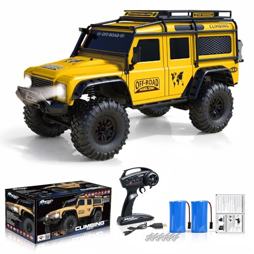 Desdoni RC Cars RC Crawler 1/10 Scale RTR Remote Control Car 4WD 2.4GHz Brushed Offroad Racing Hobby Grade Model Vehicle with LED Lights 2Pcs Battery Toy for Kids and Adults