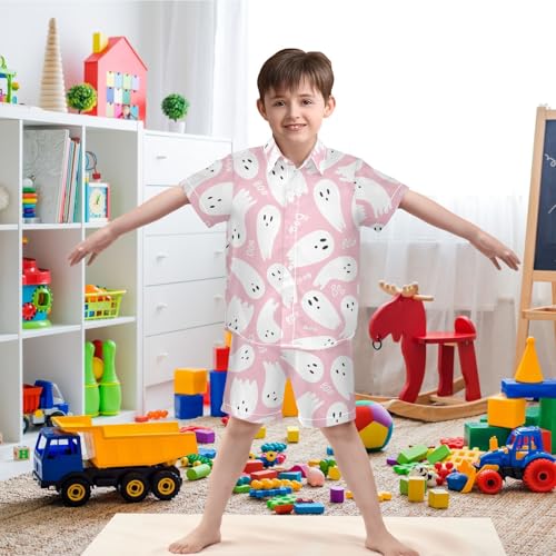 Image of visesunny Boy's 2 Pieces Shirt and Short Set Casual Shirts Short Sleeve Beach Shorts Summer Outfits for 3-10 Years Kids