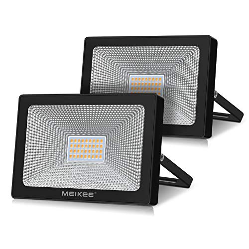 MEIKEE Projecteur LED 30W extérieur 3000k, spot intérieur super lumineux 3000LM, projecteur LED étanche IP66, éclairage de securité, lampe murale pour cours, garage, hôtel, terrain de sport